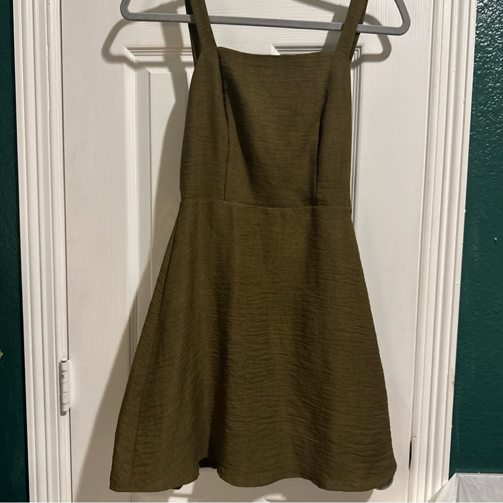 Altar'd State Olive Green Square-Neck Mini Dress